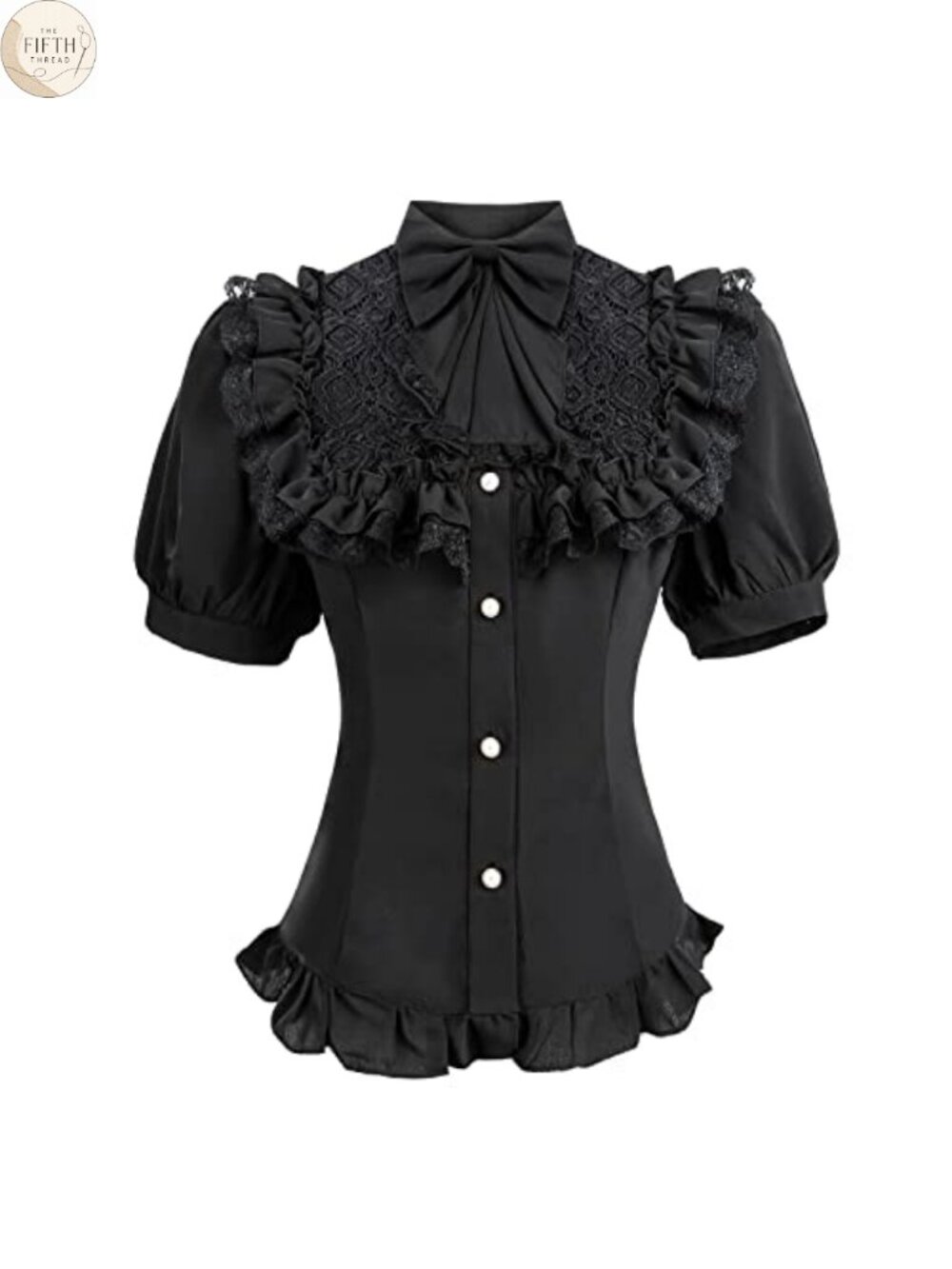 Victorian Blouse Gothic Long Sleeve Lotus Ruffle Button-Down Shirt